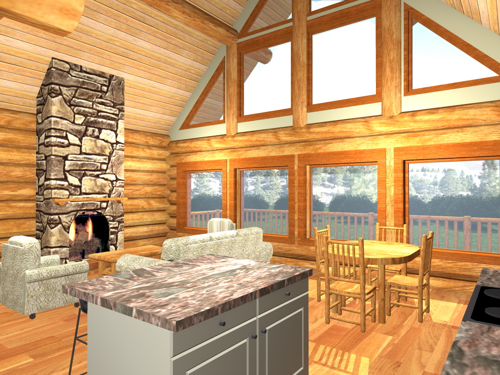 Copper Island Log Home Interior