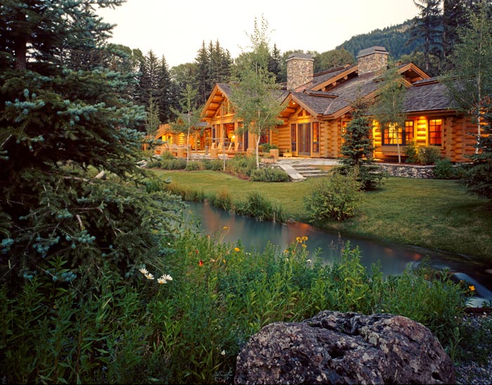 Log Home at River