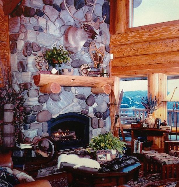 Log Greatroom Fireplace